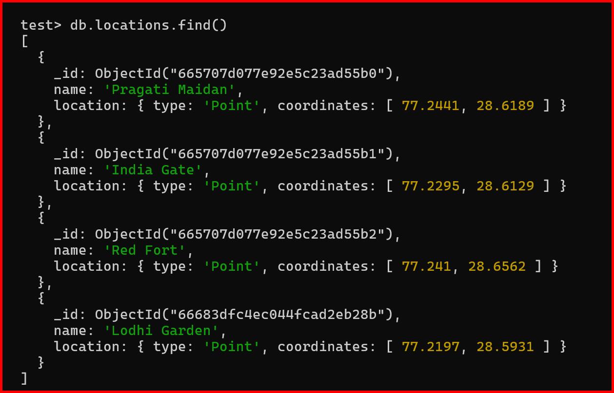 Picture showing the sample document collection in mongodb